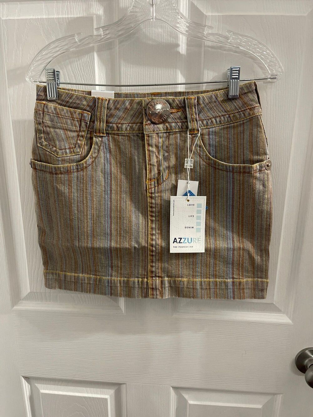 Azzure Denim Exaggerated Stripe Skirt Vintage Size 4 New With Tags
